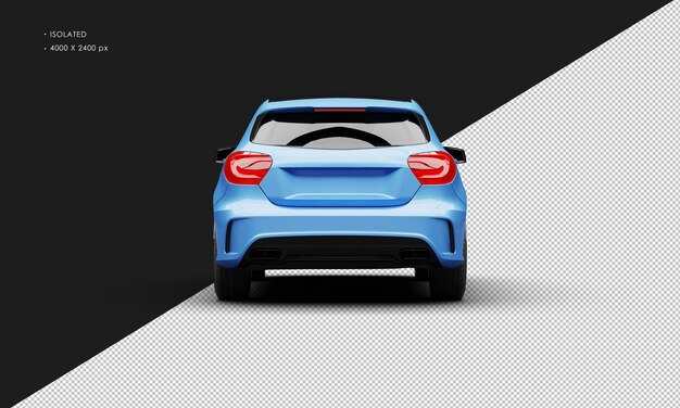 Isolated Realistic Shiny Metalic blue Sport Modern Elegant City Car from Rear View