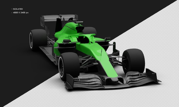 Isolated Realistic Shiny Metalic green Speed Racing Sport Car from Right Front Angle View