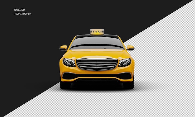 Isolated Realistic Shiny Metalic orange Luxury City Taxi Cab Car from Front View