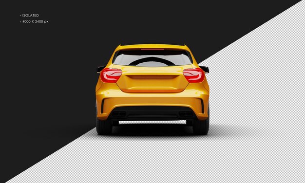 Isolated Realistic Shiny Metalic orange Sport Modern Elegant City Car from Rear View