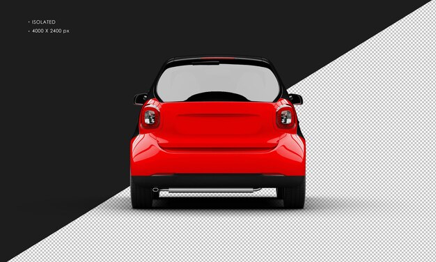 Isolated Realistic Shiny Metalic red Modern Sport Mini City Car from Rear View