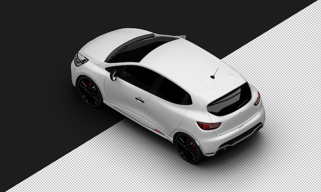 Isolated Realistic Shiny Metalic white Modern City Sport Car from Top Left Rear View