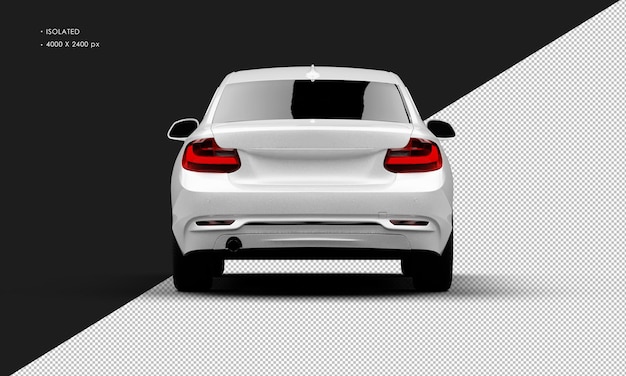 Isolated Realistic Shiny Metalic white Modern Elegant City Sedan Car from Rear View