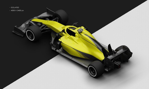 Isolated Realistic Shiny Metalic yellow Speed Racing Sport Car from Top Left Rear View