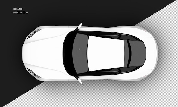 Isolated Realistic Shiny metallic white Elegant City Sport Sedan Car from Top View