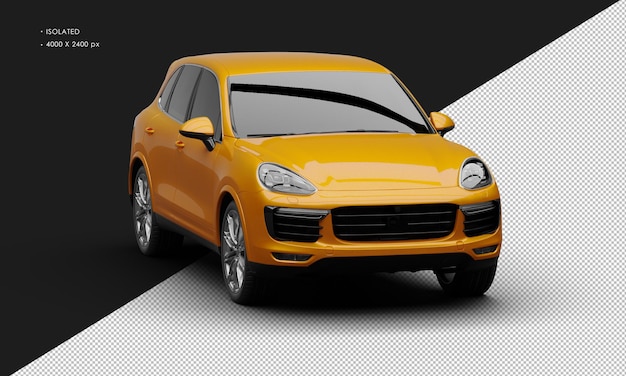 Isolated Realistic Shiny orange Luxury Modern Sport Car from Right Front Angle View