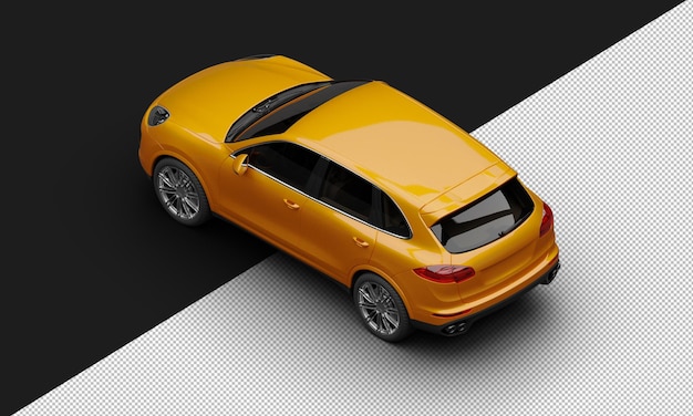 Isolated Realistic Shiny orange Luxury Modern Sport Car from Top Left Rear View