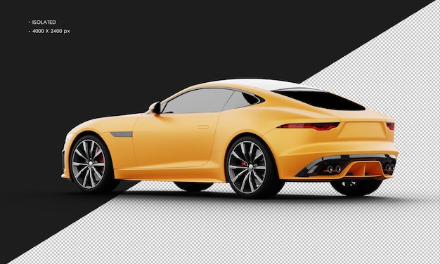 Isolated Realistic Shiny Orange Modern City Super Sport Car from Left Rear View