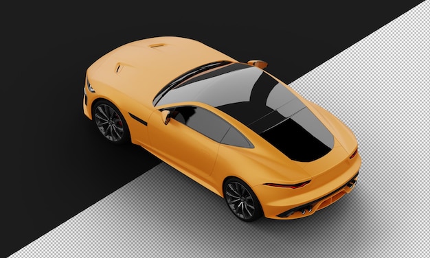 Isolated Realistic Shiny Orange Modern City Super Sport Car from Top Left Rear View