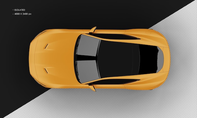 Isolated Realistic Shiny Orange Modern City Super Sport Car from Top View