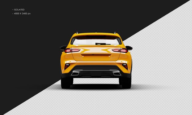 Isolated Realistic Shiny orange Modern Sport City Car from Rear View