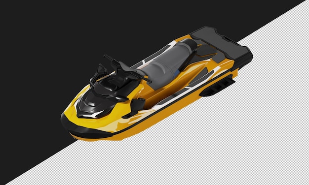 Isolated Realistic Shiny orange Sport Water Skijet from Top Left Front View