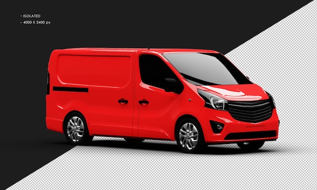 Isolated Realistic Shiny red Commercial Transport Blind Van Car from Right Front View