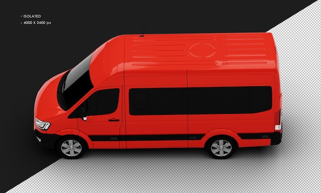 Isolated Realistic Shiny red Luxury Van from Top Left View