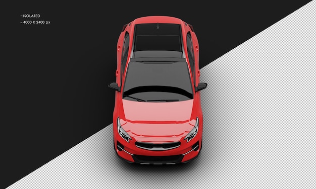 Isolated Realistic Shiny red Modern Sport City Car from Top Front View