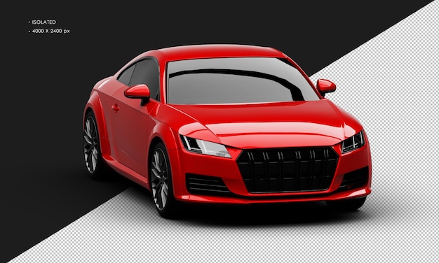 Isolated Realistic Shiny red Modern Sport City Sedan Car from Right Front Angle View