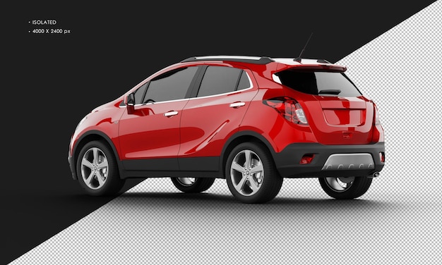 Isolated Realistic Shiny red Modern Sport City SUV Car from Left Rear View