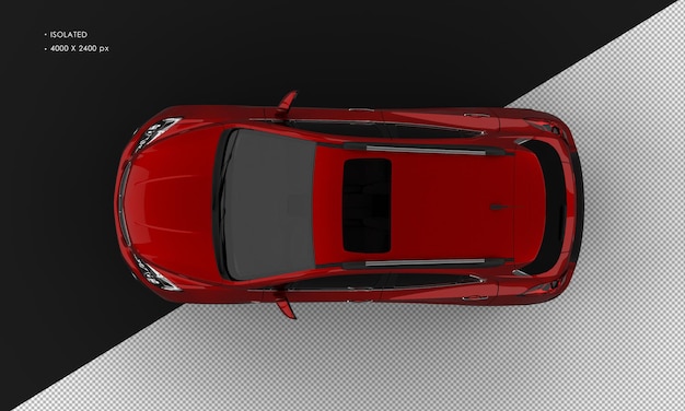 Isolated Realistic Shiny red Modern Sport City SUV Car from Top View