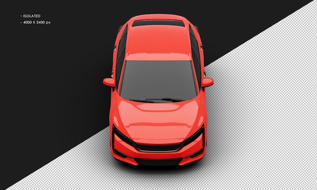 Isolated Realistic Shiny red Sport Elegant Sedan Car from Top Front View