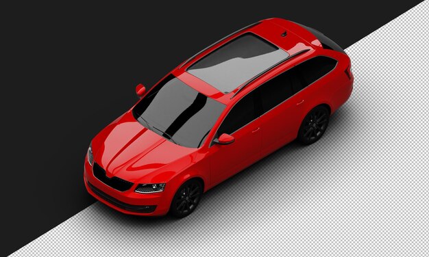 Isolated Realistic Shiny red Sport Modern City Car from Top Left Front View