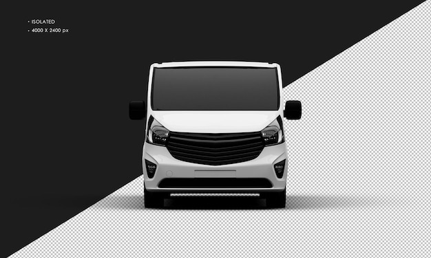 Isolated Realistic Shiny white Commercial Transport Blind Van Car from Front View