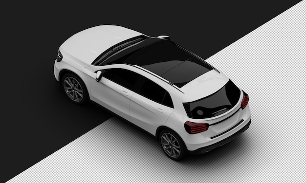 Isolated Realistic Shiny White Elegant City SUV Car from Top Left Rear View