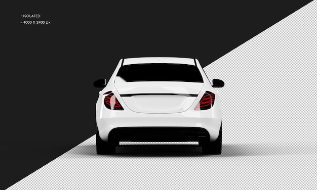 Isolated Realistic Shiny White Luxury Elegant City Sedan Car from Rear View