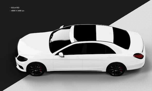 Isolated Realistic Shiny White Luxury Elegant City Sedan Car from Top Left View