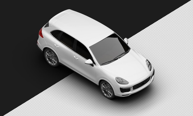 Isolated Realistic Shiny white Luxury Modern Sport Car from Top Right Front View