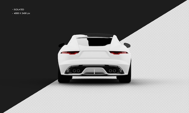 Isolated Realistic Shiny white Modern City Super Sport Car from Rear View