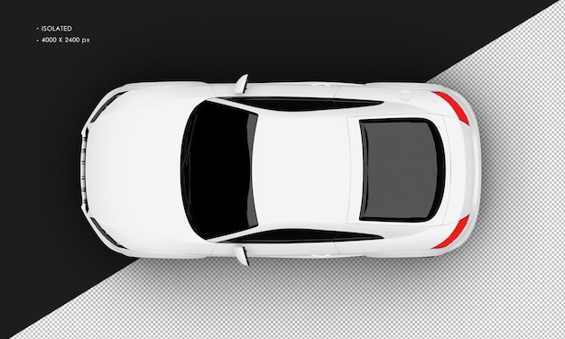 Isolated Realistic Shiny White Modern Sport City Sedan Car from Top View