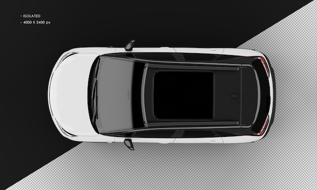 Isolated Realistic Shiny white Modern Sport SUV City Car from Top View