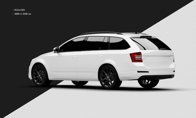 Isolated Realistic Shiny white Sport Modern City Car from Left Rear View