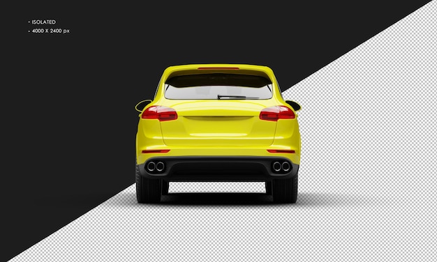 Isolated Realistic Shiny yellow Luxury Modern Sport Car from Rear View