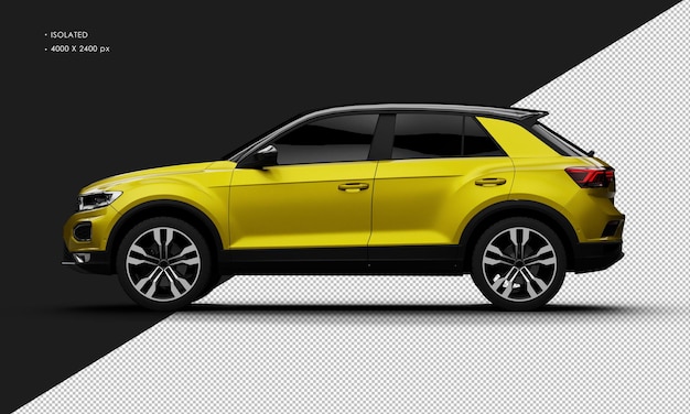 Isolated Realistic Shiny yellow Modern City SUV Sport Car from Left Side View