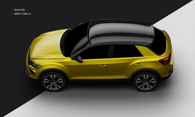 Isolated Realistic Shiny yellow Modern City SUV Sport Car from Top Left View