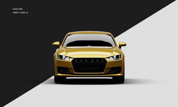 Isolated Realistic Shiny yellow Modern Sport City Sedan Car from Front View