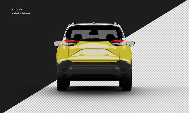 Isolated Realistic Shiny yellow Modern Sport SUV City Car from Rear View