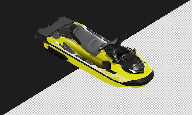 Isolated Realistic Shiny yellow Sport Water Skijet from Top Right Front View