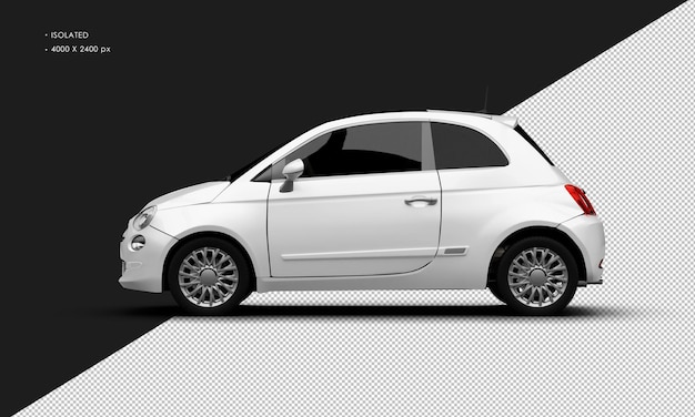 Isolated Realistic White Modern Mini City Small Car From Left Side View