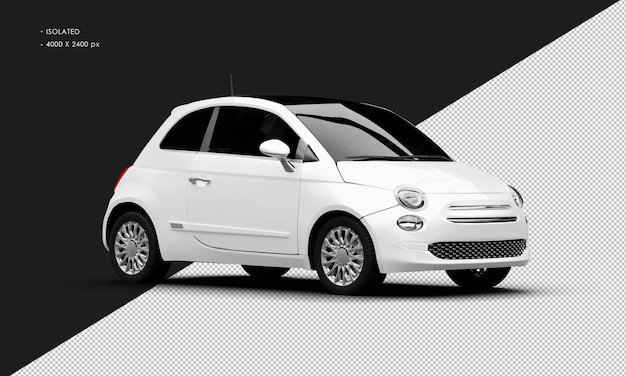 Isolated Realistic White Modern Mini City Small Car From Right Front View