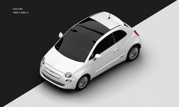 Isolated Realistic White Modern Mini City Small Car From Top Left Front View