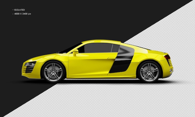 Isolated Realistic Yellow Luxury Elegant Modern Sport Car From Left Side View