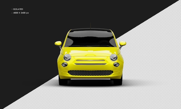 Isolated Realistic Yellow Modern Mini City Small Car From Front View