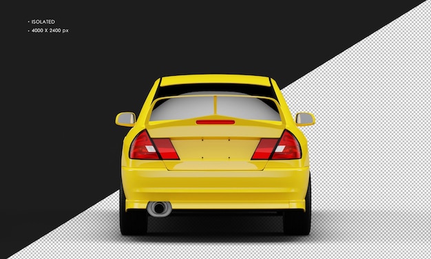 Isolated Realistic Yellow Sport Racing Car from Rear View