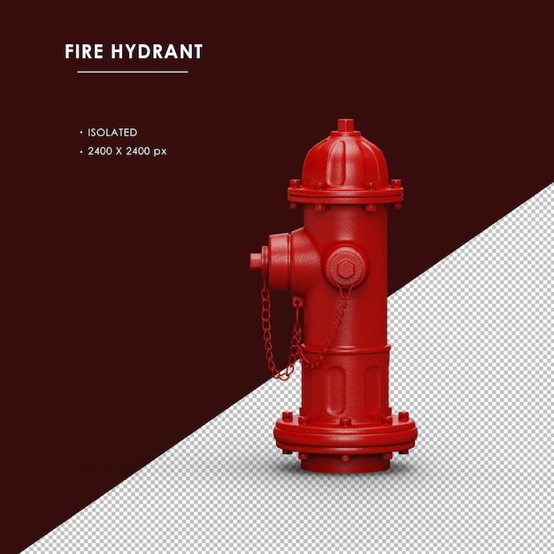 Isolated Red Fire Hydrant Left Side View