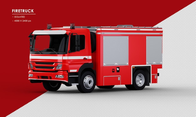 Isolated Red Firetruck from Left Front View