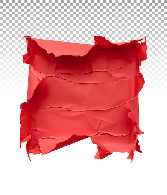 Isolated Red Paper Tear on Clear Background