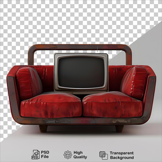 Isolated Red Sofa and Wooden TV Design