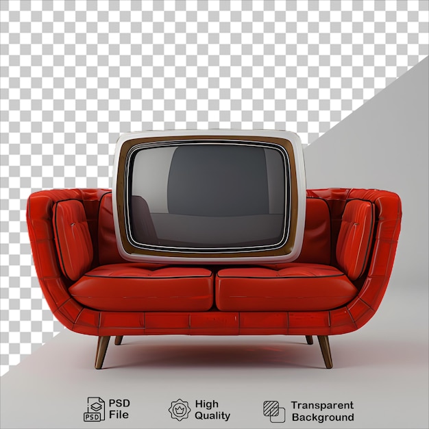 Isolated Red Sofa and Wooden TV Design